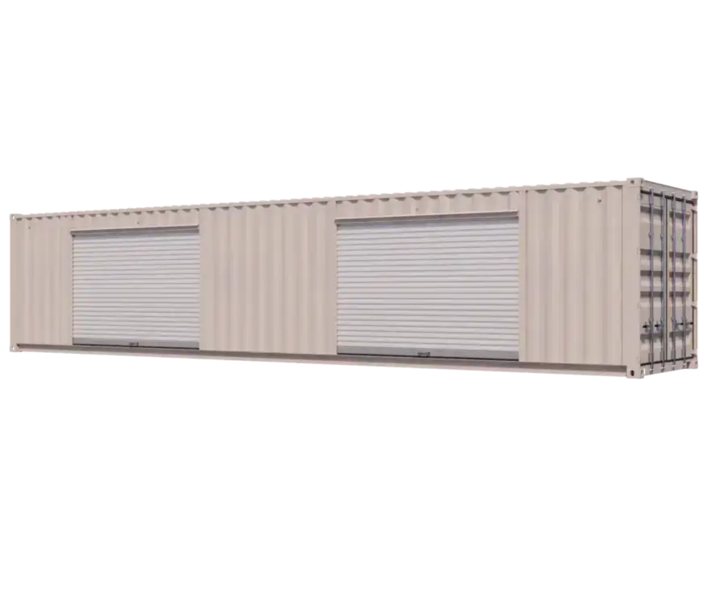 40ft Refurbished Storage Container with Two 10ft Left-Side Roll-Up Doors