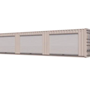 40ft Refurbished Storage Container with Three 8ft Left-Side Roll-Up Doors