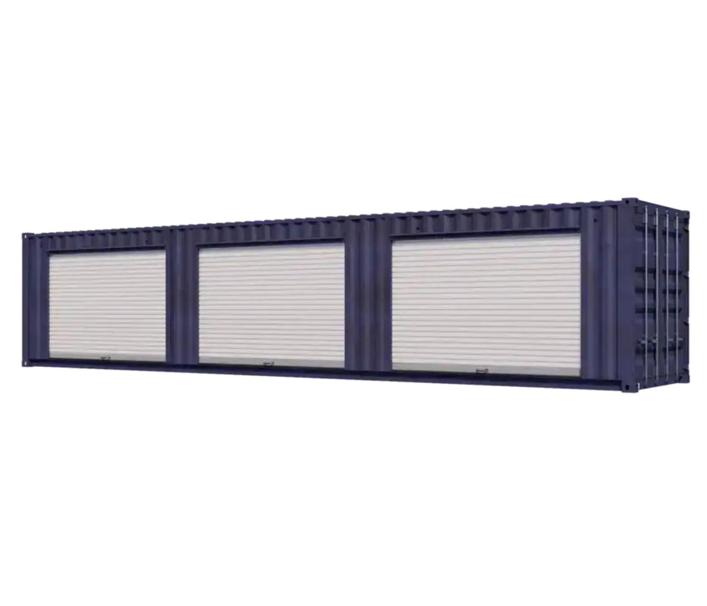 40ft Used Storage Container with Three 8ft Left-Side Roll-Up Doors