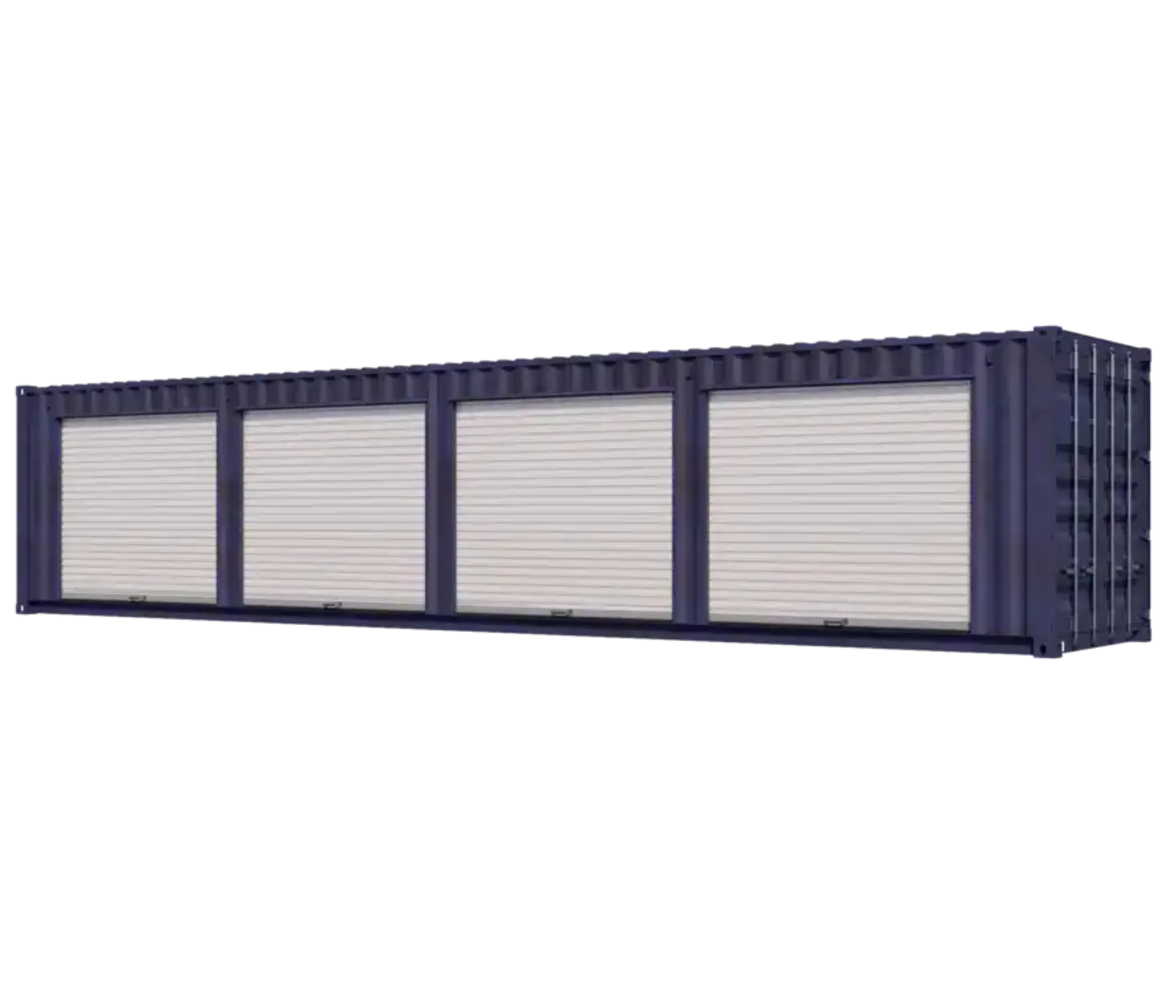 40ft Used Storage Container with Four 8ft Left-Side Roll-Up Doors
